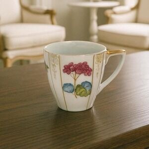 Ucagco Mini Tea Cup Occupied Japan Floral Gold Trim